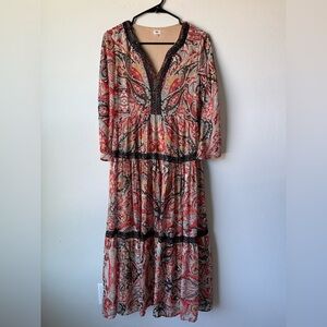Bohemian Paisley Long Sleeve Dress